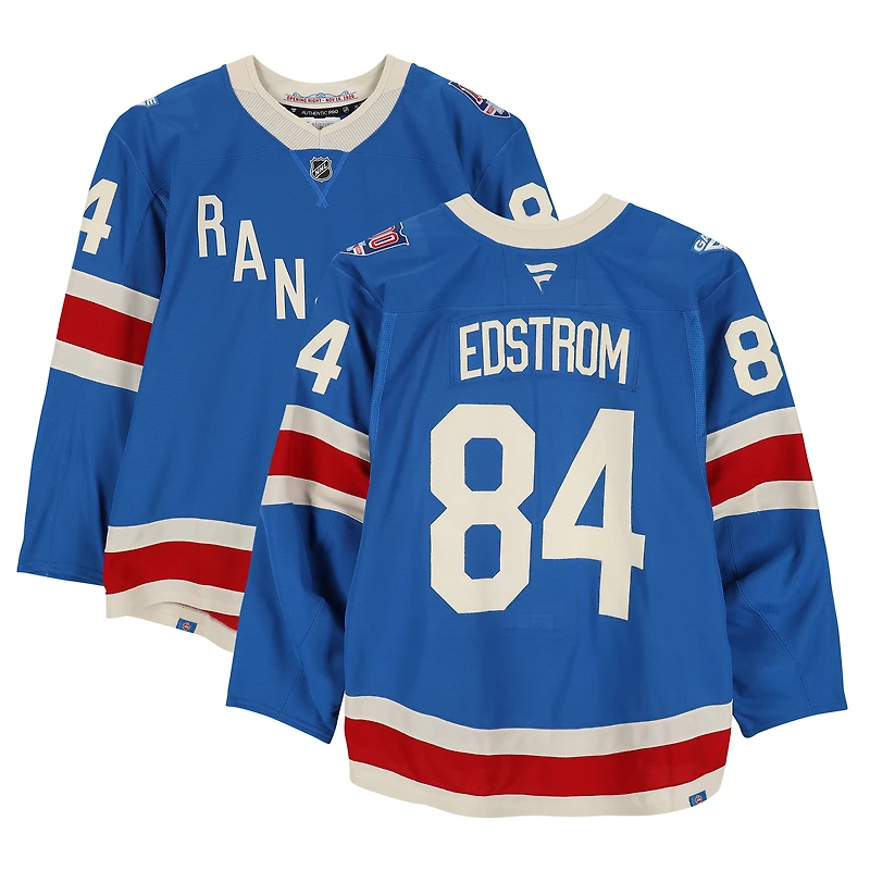Adam Edstrom New York Rangers Game-Used #84 Blue Centennial Jersey vs. Toronto Maple Leafs on March 5, 2026