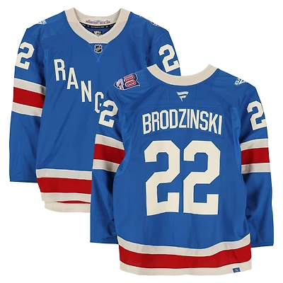 Jonny Brodzinski New York Rangers Game-Used #22 Blue Centennial Jersey vs. Toronto Maple Leafs on March 5, 2026