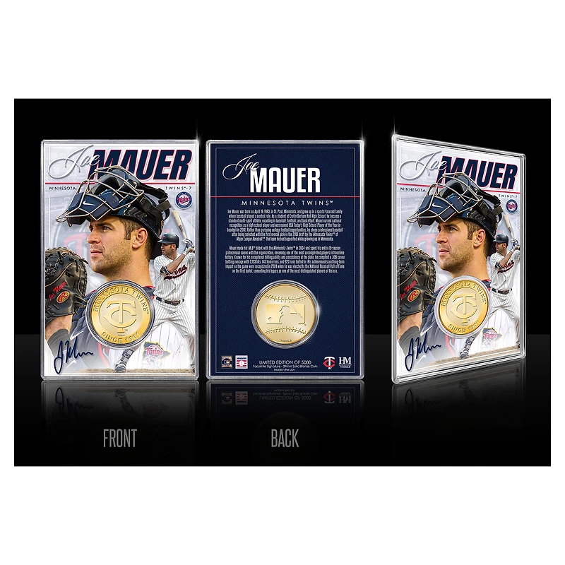 Highland Mint Joe Mauer Minnesota Twins Limited Edition Bronze Coin with Acrylic Holder
