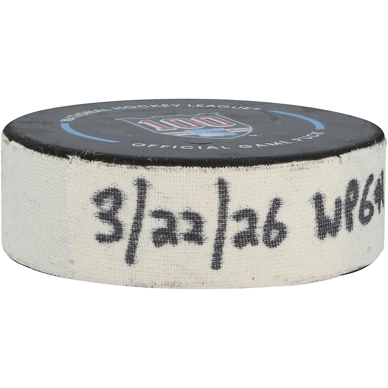 Gabriel Vilardi Winnipeg Jets Game-Used Goal Puck from March 22, 2026 vs. New York Rangers