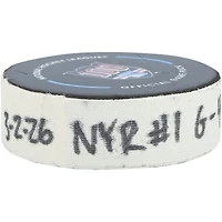 Vladislav Gavrikov New York Rangers Game-Used Goal Puck from March 2, 2026 vs. Columbus Blue Jackets
