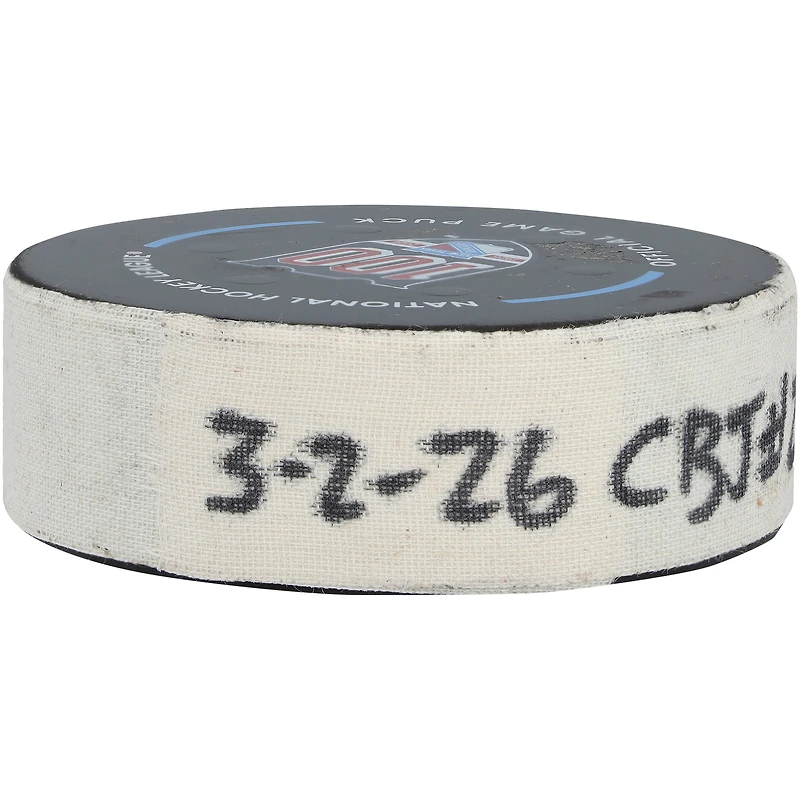 Kirill Marchenko Columbus Blue Jackets Game-Used Goal Puck from March 2, 2026 vs. New York Rangers