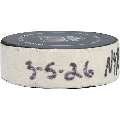 Mika Zibanejad New York Rangers Game-Used Goal Puck from March 5, 2026 vs. Toronto Maple Leafs