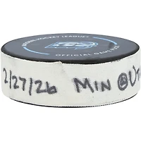 Barrett Hayton Utah Mammoth Game-Used Goal Puck from February 27, 2026 vs. Minnesota Wild