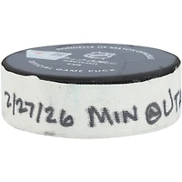 Lawson Crouse Utah Mammoth Game-Used Goal Puck from February 27, 2026 vs. Minnesota Wild - Second of Two Goals Scored