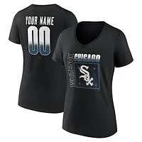 Women's Black Chicago White Sox Home Field Pop Personalized Name & Number V-Neck T-Shirt