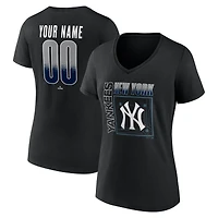 Women's Black New York Yankees Home Field Pop Personalized Name & Number V-Neck T-Shirt