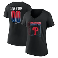Women's Black Philadelphia Phillies Home Field Pop Personalized Name & Number V-Neck T-Shirt