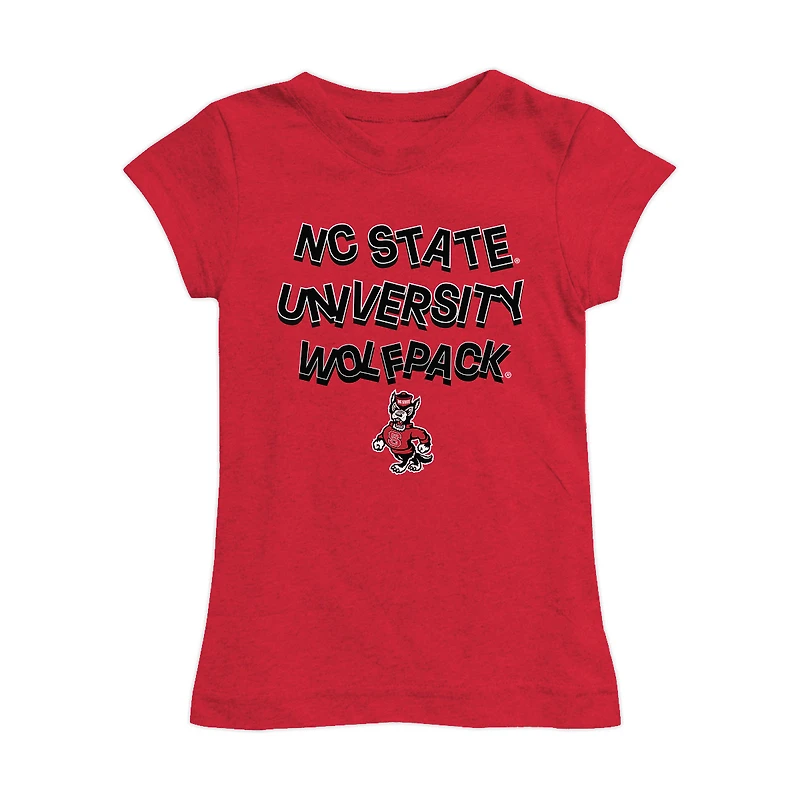 Girls Toddler Vive La Fete Red NC State Wolfpack Mascot & Name Fitted T-Shirt