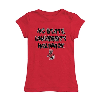 Girls Toddler Vive La Fete Red NC State Wolfpack Mascot & Name Fitted T-Shirt