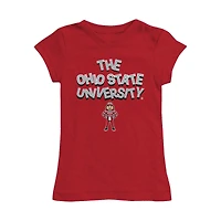 Girls Toddler Vive La Fete Scarlet Ohio State Buckeyes Mascot & Name Fitted T-Shirt