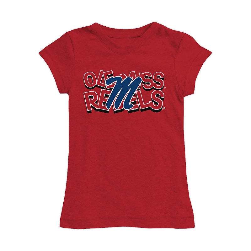Girls Toddler Vive La Fete Red Ole Miss Rebels Mascot & Name Fitted T-Shirt