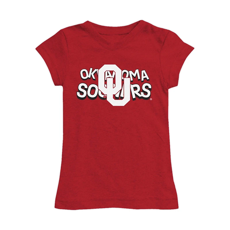 Girls Toddler Vive La Fete Crimson Oklahoma Sooners Mascot & Name Fitted T-Shirt