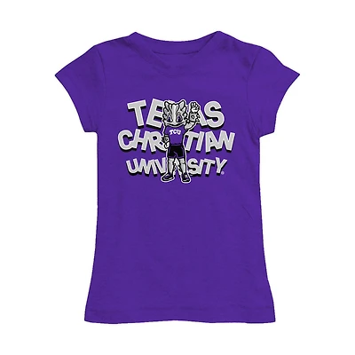 Girls Toddler Vive La Fete Purple TCU Horned Frogs Mascot & Name Fitted T-Shirt