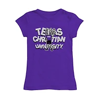 Girls Toddler Vive La Fete Purple TCU Horned Frogs Mascot & Name Fitted T-Shirt