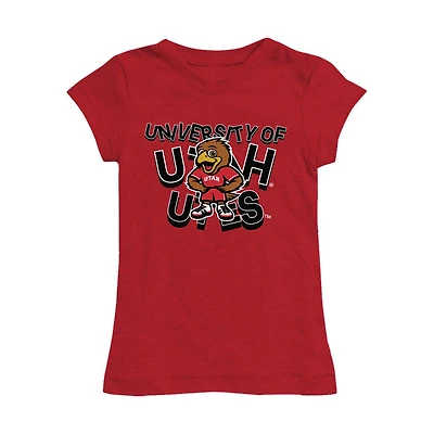 Girls Toddler Vive La Fete Red Utah Utes Mascot & Name Fitted T-Shirt
