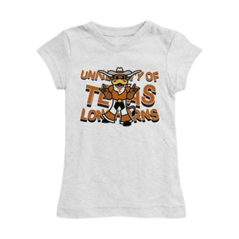 Girls Toddler Vive La Fete White Texas Longhorns Mascot & Name Fitted T-Shirt