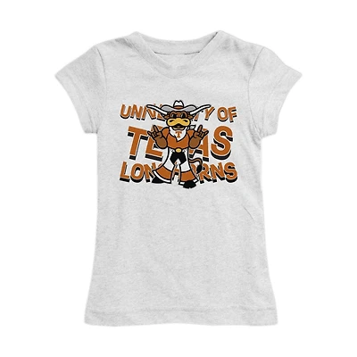 Girls Toddler Vive La Fete White Texas Longhorns Mascot & Name Fitted T-Shirt