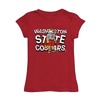 Girls Toddler Vive La Fete Crimson Washington State Cougars Mascot & Name Fitted T-Shirt