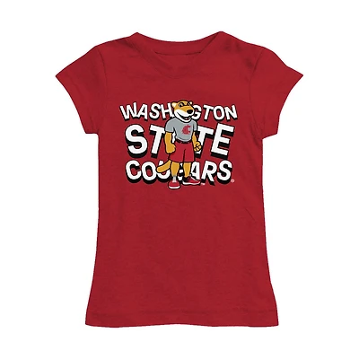 Girls Toddler Vive La Fete Crimson Washington State Cougars Mascot & Name Fitted T-Shirt