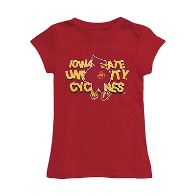 Girls Toddler Vive La Fete Cardinal Iowa State Cyclones Mascot & Name Fitted T-Shirt