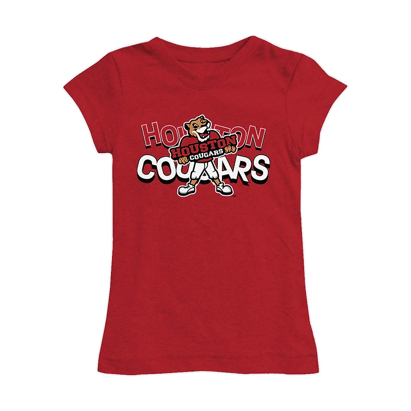 Girls Toddler Vive La Fete Red Houston Cougars Mascot & Name Fitted T-Shirt
