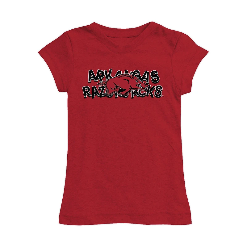 Girls Toddler Vive La Fete Cardinal Arkansas Razorbacks Mascot & Name Fitted T-Shirt