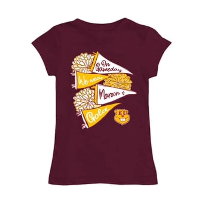 Girls Youth Vive La Fete Maroon Minnesota Golden Gophers Game Day Spirit Cheer Fitted T-Shirt