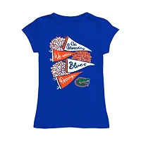Girls Youth Vive La Fete Royal Florida Gators Game Day Spirit Cheer Fitted T-Shirt