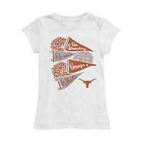 Girls Youth Vive La Fete White Texas Longhorns Game Day Spirit Cheer Fitted T-Shirt