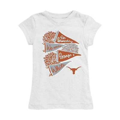 Girls Youth Vive La Fete White Texas Longhorns Game Day Spirit Cheer Fitted T-Shirt