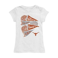 Girls Youth Vive La Fete White Texas Longhorns Game Day Spirit Cheer Fitted T-Shirt