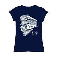 Girls Youth Vive La Fete Navy Penn State Nittany Lions Game Day Spirit Cheer Fitted T-Shirt