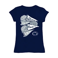 Girls Youth Vive La Fete Navy Penn State Nittany Lions Game Day Spirit Cheer Fitted T-Shirt