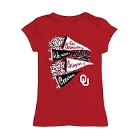 Girls Youth Vive La Fete Crimson Oklahoma Sooners Game Day Spirit Cheer Fitted T-Shirt