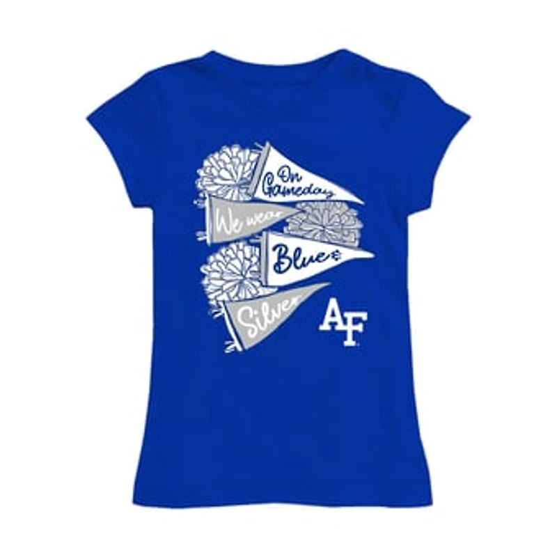 Girls Youth Vive La Fete Royal Air Force Falcons Game Day Spirit Cheer Fitted T-Shirt