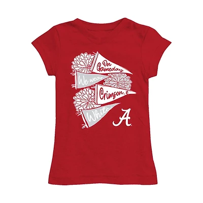 Girls Youth Vive La Fete Red Alabama Crimson Tide Game Day Spirit Cheer Fitted T-Shirt