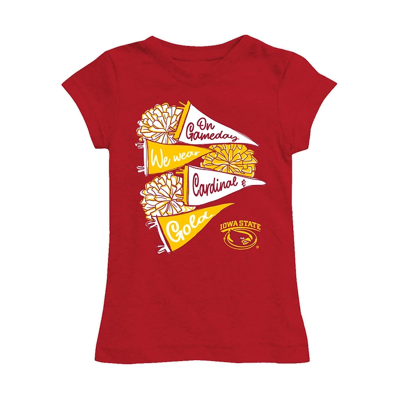 Girls Toddler Vive La Fete Cardinal Iowa State Cyclones Game Day Spirit Cheer Fitted T-Shirt