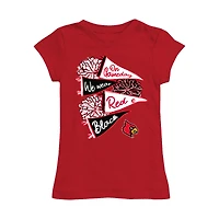 Girls Toddler Vive La Fete Red Louisville Cardinals Game Day Spirit Cheer Fitted T-Shirt