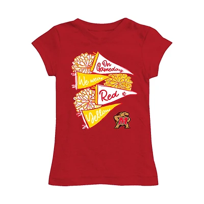 Girls Toddler Vive La Fete Red Maryland Terrapins Game Day Spirit Cheer Fitted T-Shirt