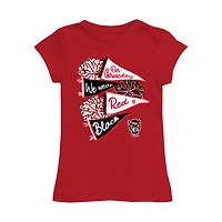 Girls Toddler Vive La Fete Red NC State Wolfpack Game Day Spirit Cheer Fitted T-Shirt