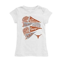 Girls Toddler Vive La Fete White Texas Longhorns Game Day Spirit Cheer Fitted T-Shirt