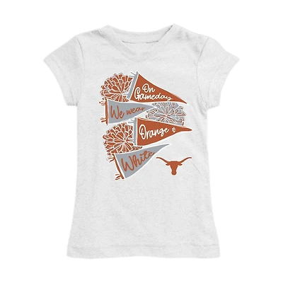 Girls Toddler Vive La Fete White Texas Longhorns Game Day Spirit Cheer Fitted T-Shirt