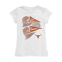 Girls Toddler Vive La Fete White Texas Longhorns Game Day Spirit Cheer Fitted T-Shirt