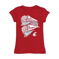 Girls Toddler Vive La Fete Crimson Washington State Cougars Game Day Spirit Cheer Fitted T-Shirt
