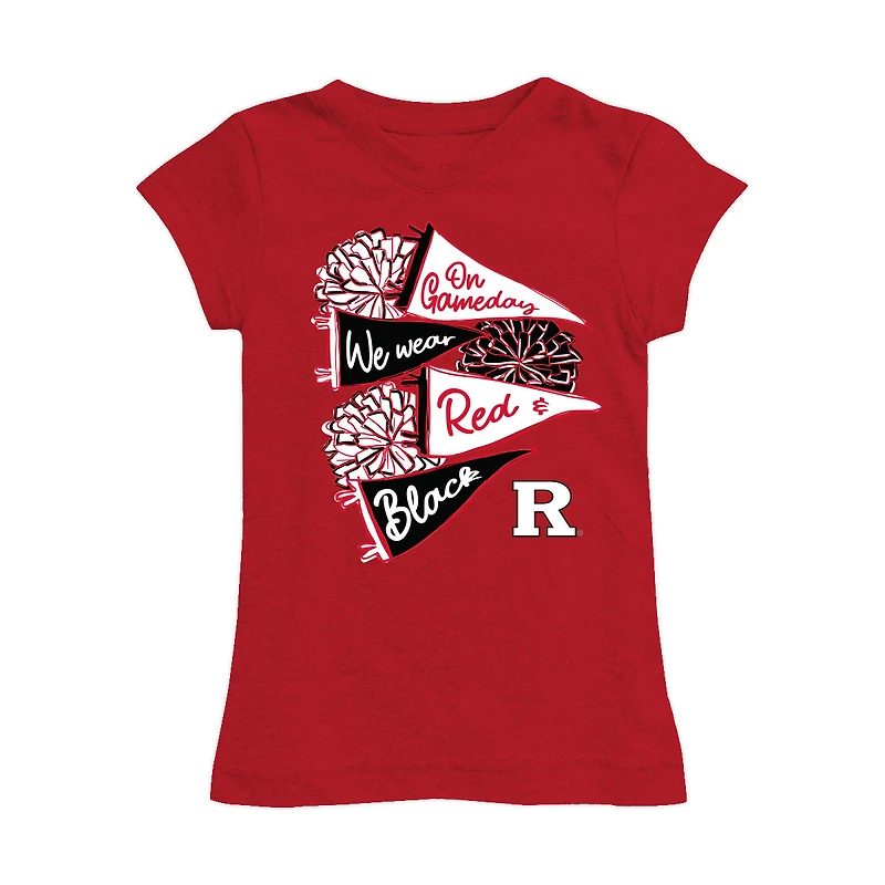 Girls Toddler Vive La Fete Scarlet Rutgers Scarlet Knights Game Day Spirit Cheer Fitted T-Shirt