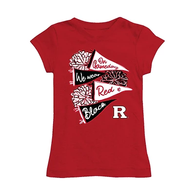Girls Toddler Vive La Fete Scarlet Rutgers Scarlet Knights Game Day Spirit Cheer Fitted T-Shirt