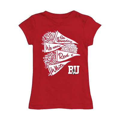 Girls Toddler Vive La Fete Scarlet Boston University Game Day Spirit Cheer Fitted T-Shirt