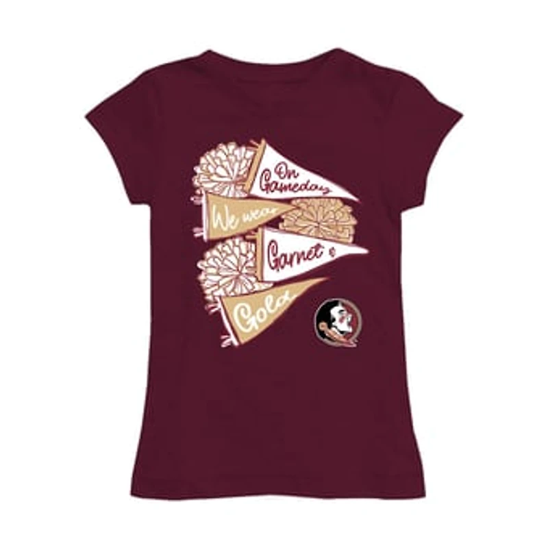 Girls Toddler Vive La Fete Garnet Florida State Seminoles Game Day Spirit Cheer Fitted T-Shirt