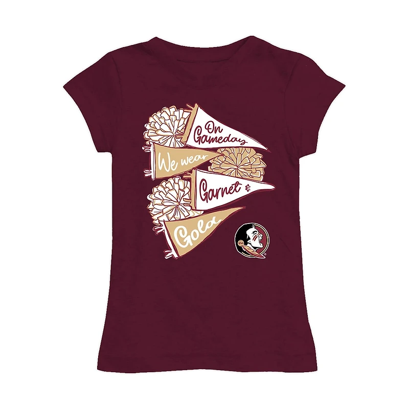 Girls Toddler Vive La Fete Garnet Florida State Seminoles Game Day Spirit Cheer Fitted T-Shirt